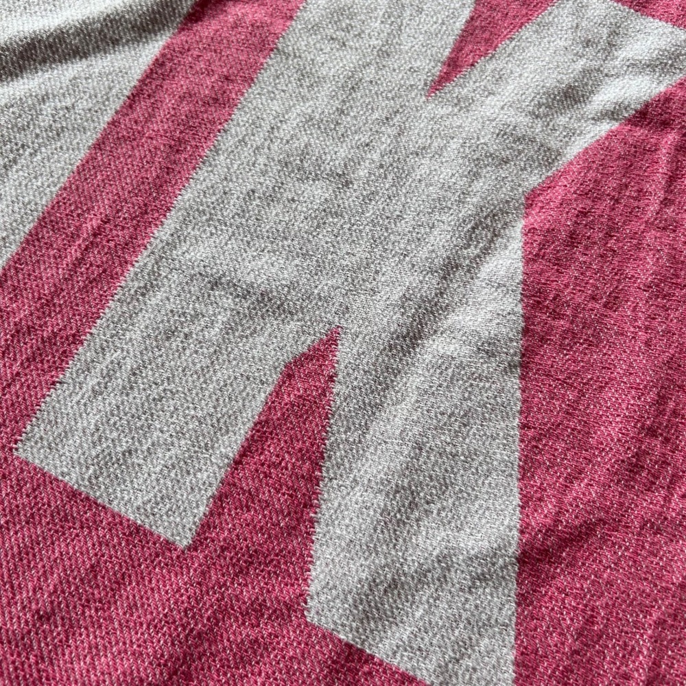Victoria's Secret PINK Woven Cotton Throw Blanket Pink White Logo Fringe 50x60 - Picture 3 of 7